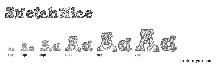 Размеры шрифта SketchNice
