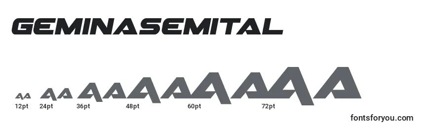 Размеры шрифта Geminasemital