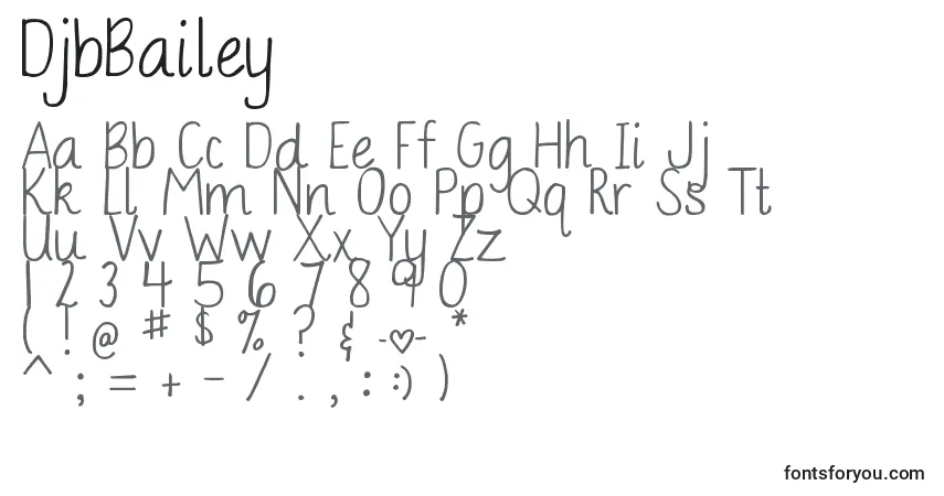 Czcionka DjbBailey – alfabet, cyfry, specjalne znaki