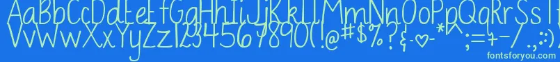 DjbBailey Font – Green Fonts on Blue Background