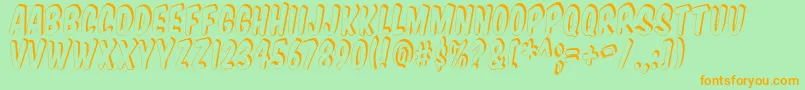 Vtcsupermarketsupersale3D-Schriftart – Orangefarbene Schriften auf grünem Hintergrund