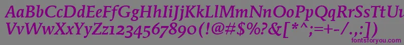 MendozaRmnMdOsItcTtMedita Font – Purple Fonts on Gray Background