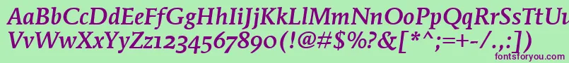 MendozaRmnMdOsItcTtMedita Font – Purple Fonts on Green Background