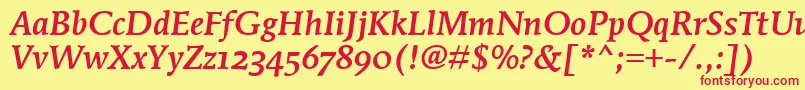 MendozaRmnMdOsItcTtMedita Font – Red Fonts on Yellow Background