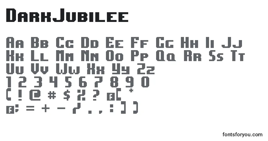 Czcionka DarkJubilee – alfabet, cyfry, specjalne znaki