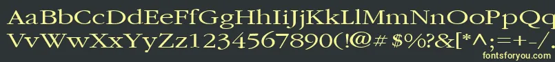 フォントGarnetbroadRegular – 黒い背景に黄色の文字