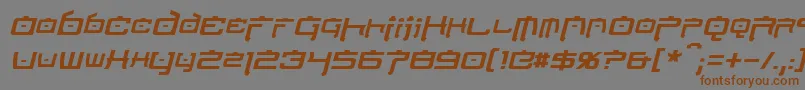 フォントNipponTechItalic – 茶色の文字が灰色の背景にあります。