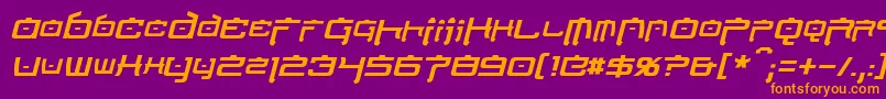 NipponTechItalic-fontti – oranssit fontit violetilla taustalla