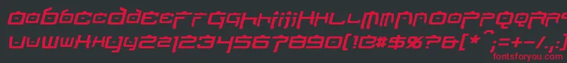 フォントNipponTechItalic – 黒い背景に赤い文字