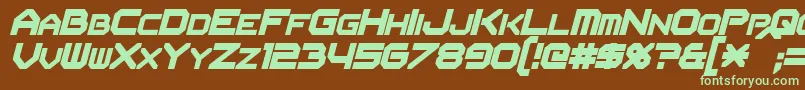 FlipbashItalic-fontti – vihreät fontit ruskealla taustalla