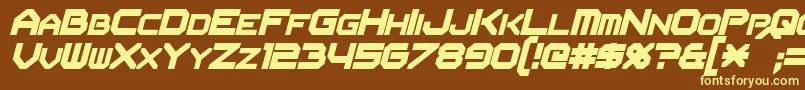 FlipbashItalic-fontti – keltaiset fontit ruskealla taustalla