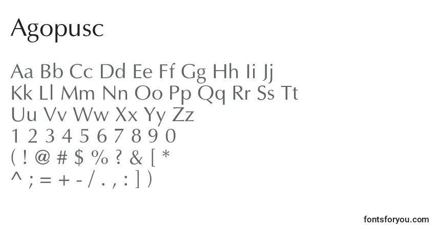 Schriftart Agopusc – Alphabet, Zahlen, spezielle Symbole