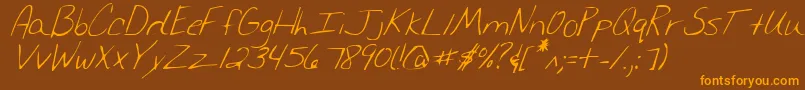 Czcionka MerriChristinaItalic – pomarańczowe czcionki na brązowym tle