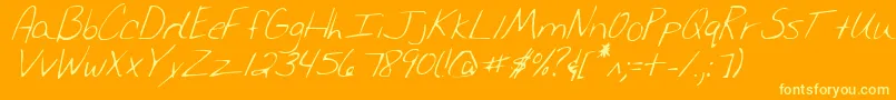 MerriChristinaItalic-Schriftart – Gelbe Schriften auf orangefarbenem Hintergrund