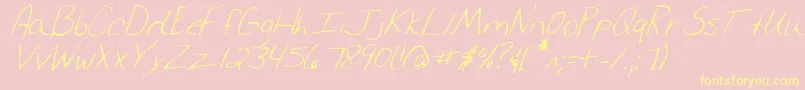 MerriChristinaItalic-Schriftart – Gelbe Schriften auf rosa Hintergrund