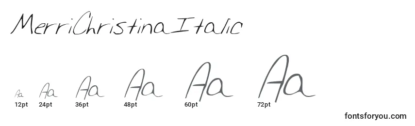 MerriChristinaItalic Font Sizes
