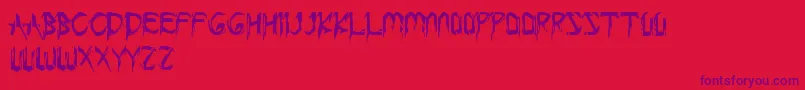 Fonte CondemnedToYourLove – fontes roxas em um fundo vermelho