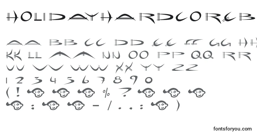 Czcionka HolidayHardcoreBold – alfabet, cyfry, specjalne znaki