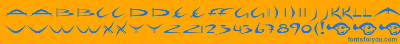 HolidayHardcoreBold-Schriftart – Blaue Schriften auf orangefarbenem Hintergrund