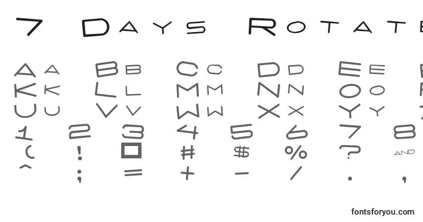 7 Days Rotated-fontti – aakkoset, numerot, erikoismerkit