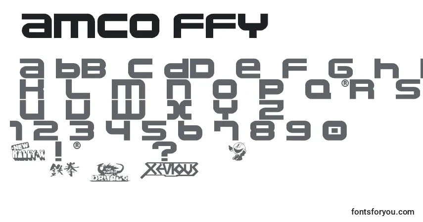 Schriftart Namco ffy – Alphabet, Zahlen, spezielle Symbole