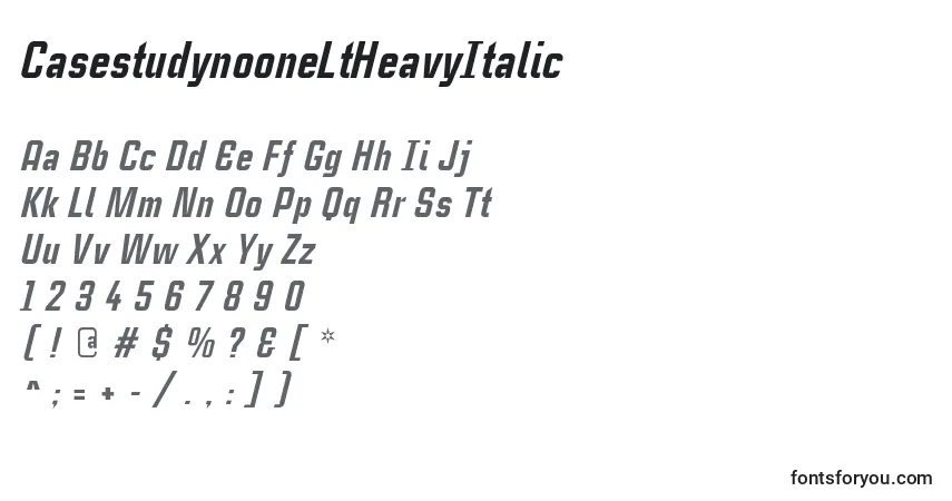 Schriftart CasestudynooneLtHeavyItalic – Alphabet, Zahlen, spezielle Symbole