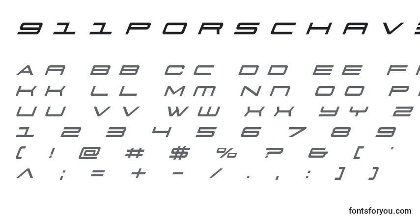 Schriftart 911porschav3titleital – Alphabet, Zahlen, spezielle Symbole