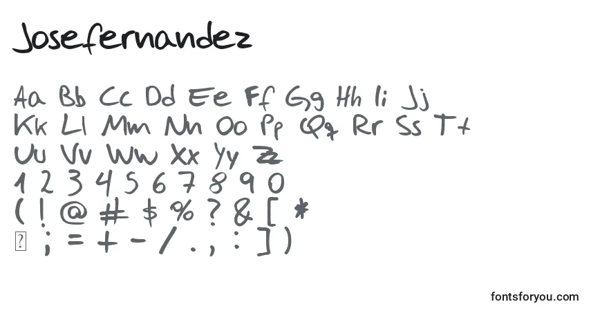 Czcionka Josefernandez – alfabet, cyfry, specjalne znaki