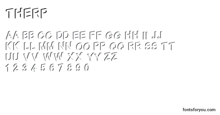 Schriftart Therp – Alphabet, Zahlen, spezielle Symbole