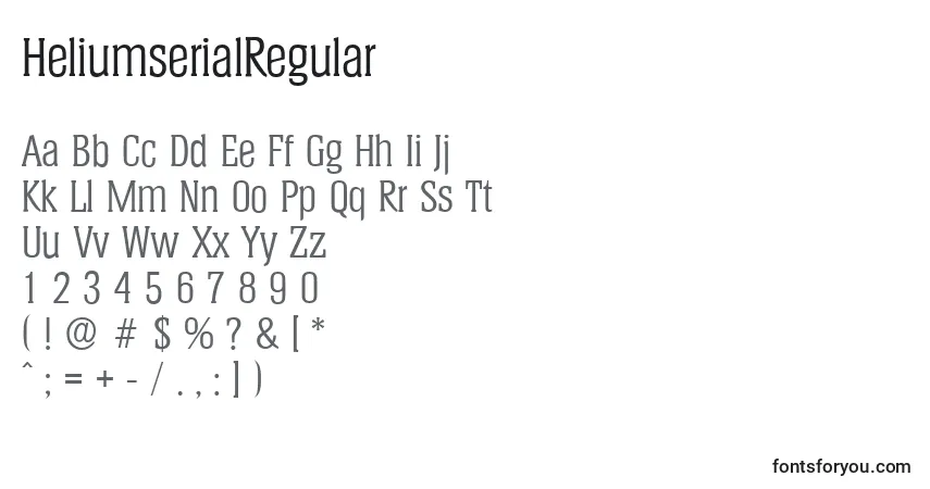 HeliumserialRegular Font – alphabet, numbers, special characters