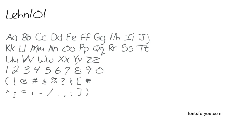 Czcionka Lehn101 – alfabet, cyfry, specjalne znaki