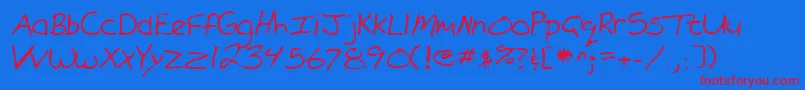 Lehn101-Schriftart – Rote Schriften auf blauem Hintergrund
