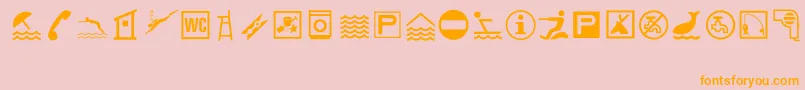 VacationMt-Schriftart – Orangefarbene Schriften auf rosa Hintergrund