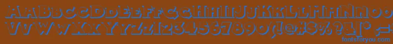 MidlandRailShadowNf-Schriftart – Blaue Schriften auf braunem Hintergrund