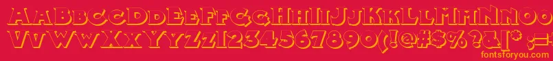 MidlandRailShadowNf-Schriftart – Orangefarbene Schriften auf rotem Hintergrund