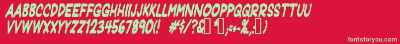 JeffreyprintJlCondensedItalic Font – Green Fonts on Red Background