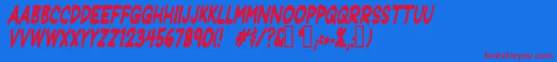 JeffreyprintJlCondensedItalic Font – Red Fonts on Blue Background