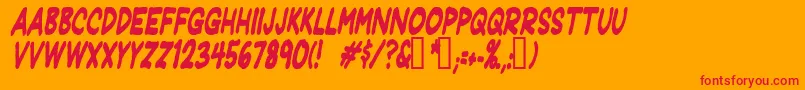 JeffreyprintJlCondensedItalic-Schriftart – Rote Schriften auf orangefarbenem Hintergrund