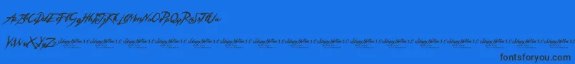 SleepyHollow3.0-Schriftart – Schwarze Schriften auf blauem Hintergrund