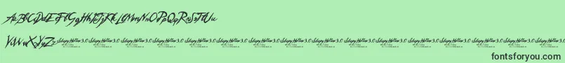 SleepyHollow3.0-Schriftart – Schwarze Schriften auf grünem Hintergrund