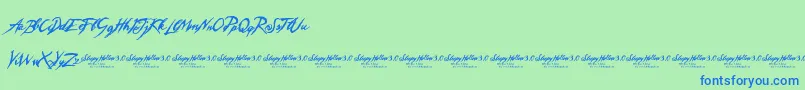 SleepyHollow3.0-fontti – siniset fontit vihreällä taustalla