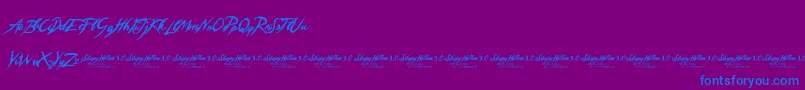 SleepyHollow3.0-Schriftart – Blaue Schriften auf violettem Hintergrund