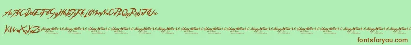 SleepyHollow3.0-Schriftart – Braune Schriften auf grünem Hintergrund