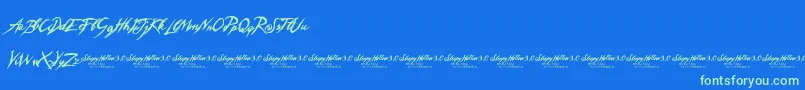 SleepyHollow3.0-Schriftart – Grüne Schriften auf blauem Hintergrund