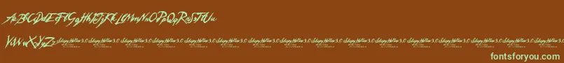 SleepyHollow3.0-Schriftart – Grüne Schriften auf braunem Hintergrund