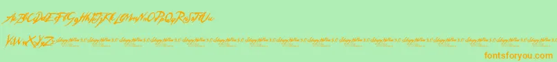 SleepyHollow3.0-Schriftart – Orangefarbene Schriften auf grünem Hintergrund