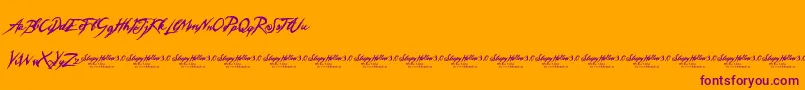 SleepyHollow3.0-fontti – violetit fontit oranssilla taustalla