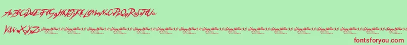 SleepyHollow3.0-Schriftart – Rote Schriften auf grünem Hintergrund