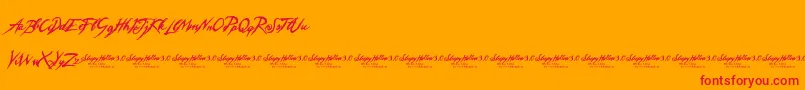 SleepyHollow3.0-Schriftart – Rote Schriften auf orangefarbenem Hintergrund