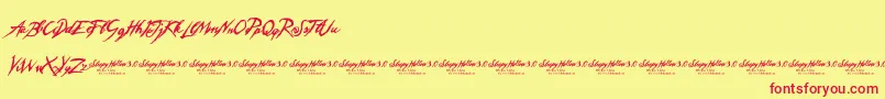 SleepyHollow3.0-Schriftart – Rote Schriften auf gelbem Hintergrund